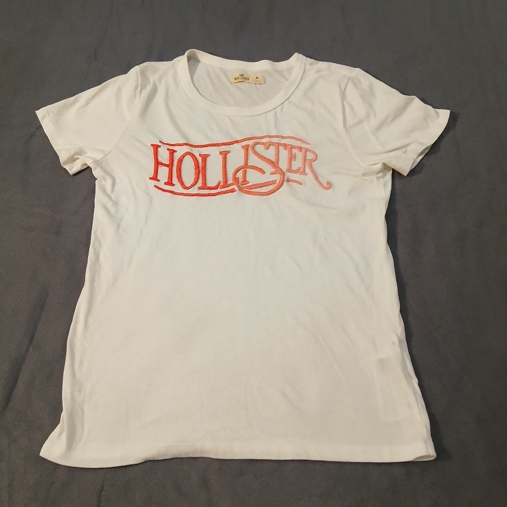 Hollister White Tee with Red/Pink Logo